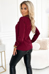 Blusa bordeaux de mangas compridas BeStylish