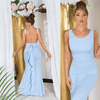 vestido de cerimónia comprido azul bebé estilo sereia BeStylish 