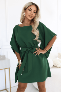 vestido de cerimónia verde esmeralda com efeito borboleta BeStylish 