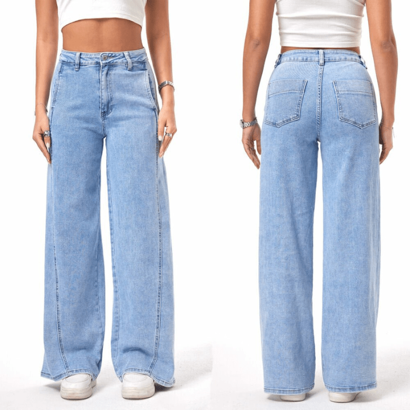 Jeans calças de ganga largas de citura subida BeStylish 