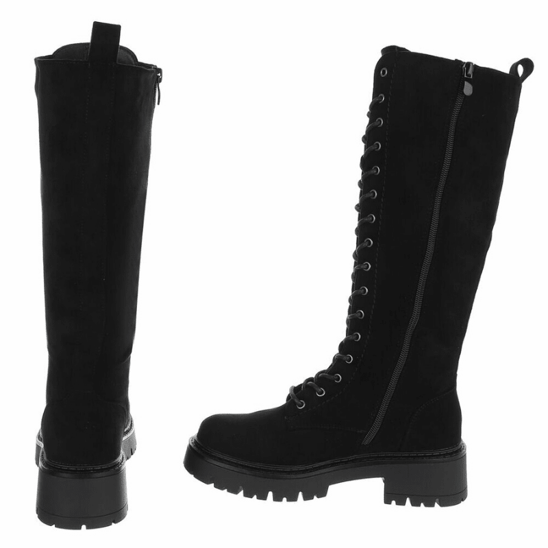 Botas pretas de camurça com atacadores BeStylish