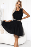 vestido de cerimónia com renda e tule preto BeStylish