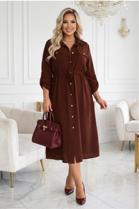 vestido estilo camisa castanho chocolate BeStylish