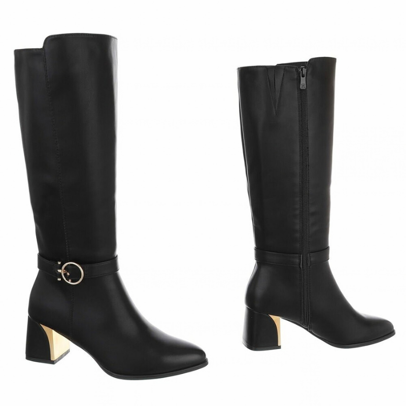 botas pretas de cano alto em pele BeStylish