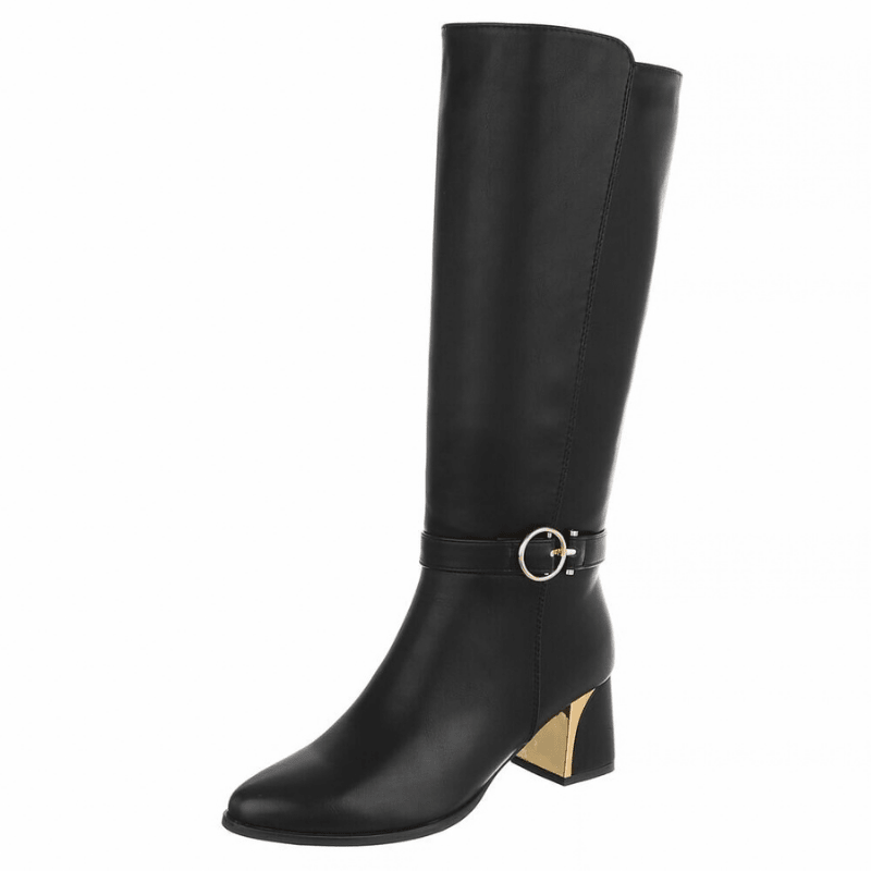 botas pretas de cano alto em pele BeStylish