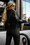 casaco de pele preto com franjas BeStylish 