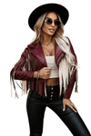casaco de pele bordeaux com franjas BeStylish 