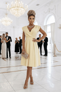 vestido de cerimónia curto amarelo BeStylish