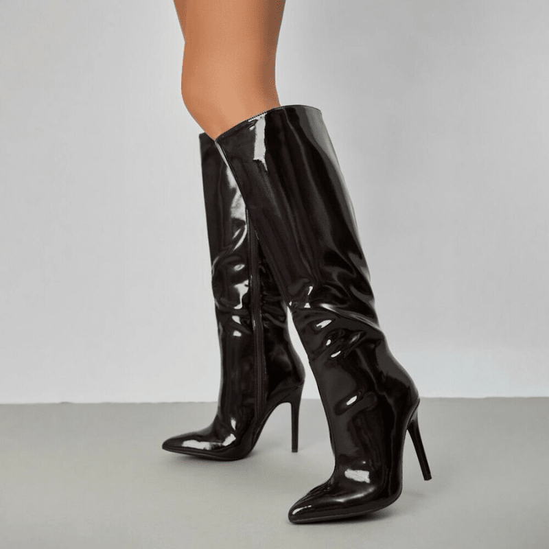 botas pretas salto agulha efeito espelhado BeStylish 