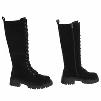 Botas pretas de camurça com atacadores BeStylish