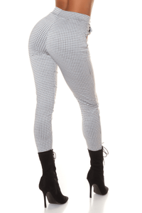 leggings cremes de citura subida com padrão tartan BeStylish 