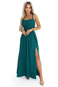 Vestido de cerimónia comprido verde estilo corpete BeStylish