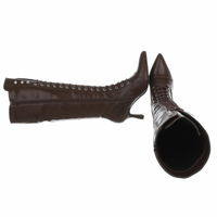 Botas castanhas de salto alto em pele com atacadores BeStylish 