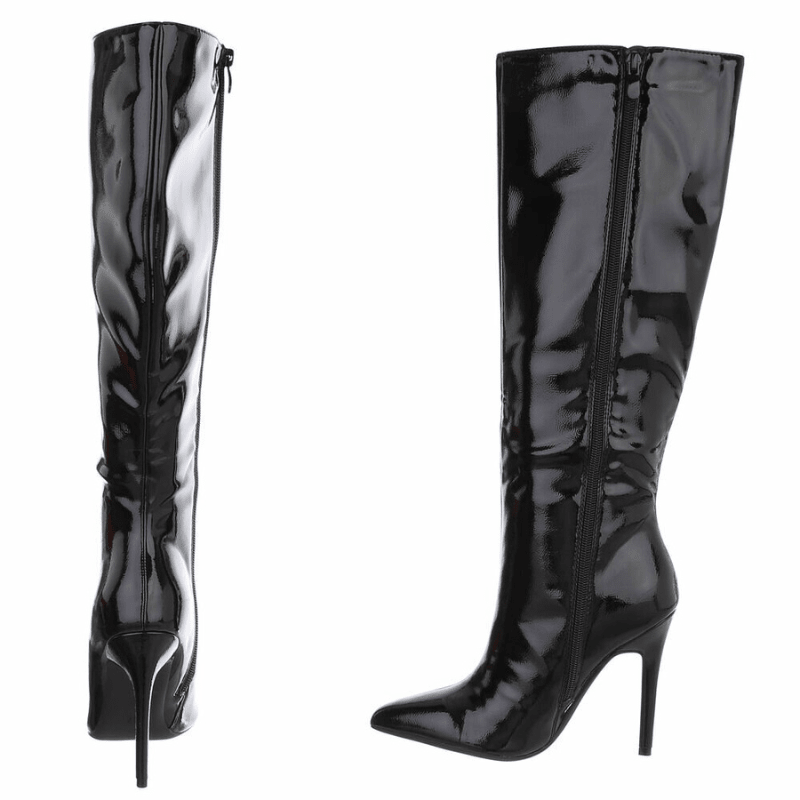 botas pretas salto agulha efeito espelhado BeStylish 