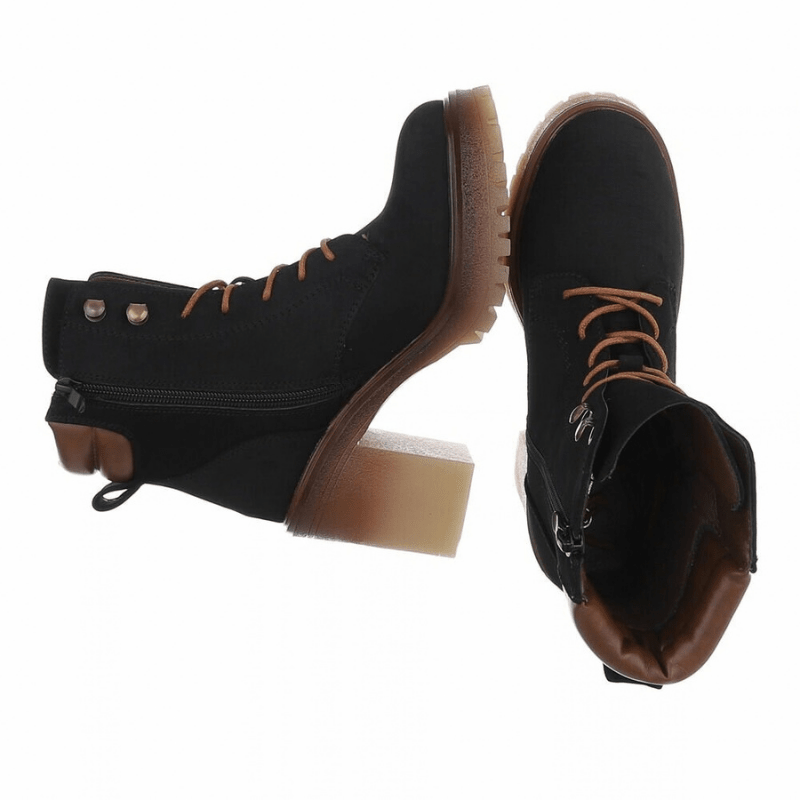 Botins pretos de camurça salto grosso BeStylish