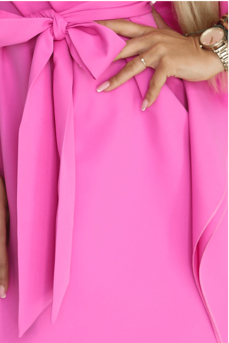 vestido de cerimónia fuchsia com efeito borboleta BeStylish 