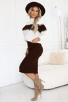 Conjunto de malha castanho com saia e camisola BeStylish