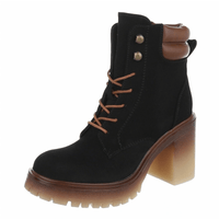 Botins pretos de camurça salto grosso BeStylish