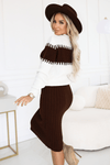 Conjunto de malha castanho com saia e camisola BeStylish