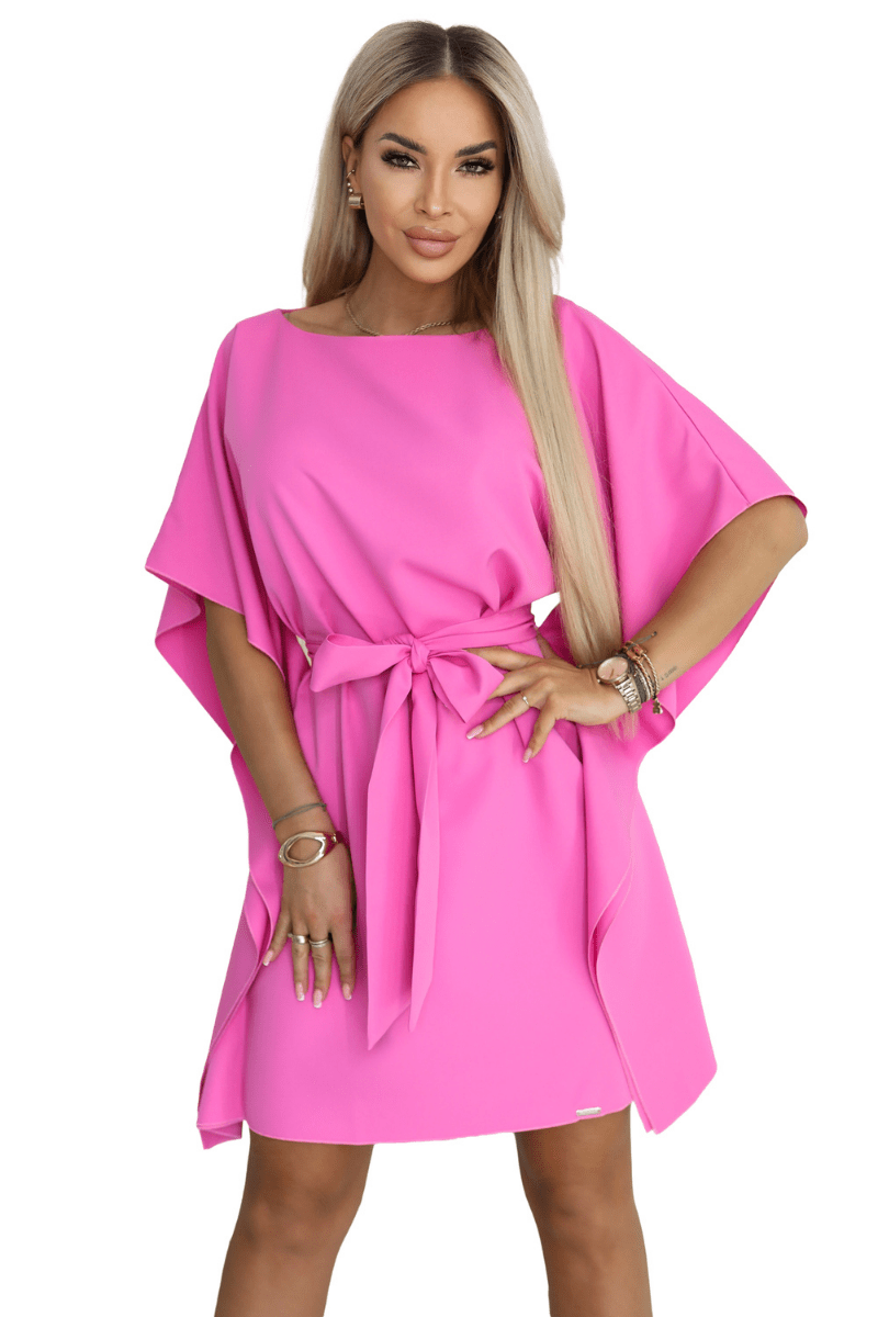 vestido de cerimónia fuchsia com efeito borboleta BeStylish 