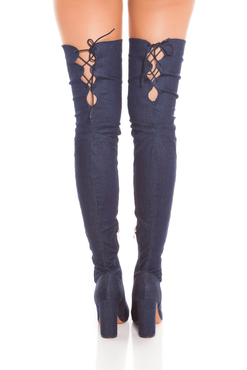 Botas por cima do joelho de ganga azuis BeStylish 