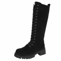 Botas pretas de camurça com atacadores BeStylish