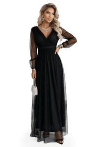 Vestido de casamento comprido preto em tule BeStylish 