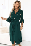 vestido comprido verde  estilo camisa BeStylish 