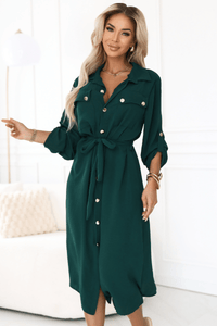 vestido comprido verde  estilo camisa BeStylish 