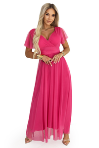 Vestido comprido dama de honor rosa com tule BeStylish 