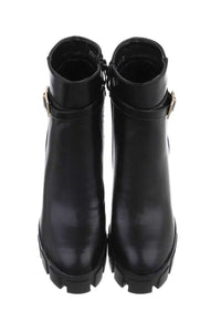 Botins pretos pele de salto alto BeStylish