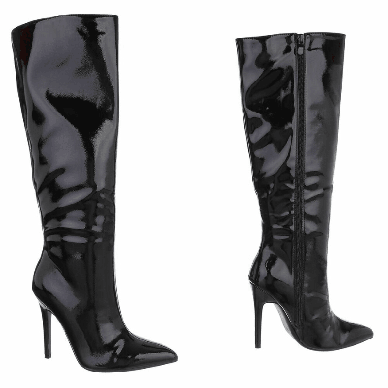 botas pretas salto agulha efeito espelhado BeStylish 
