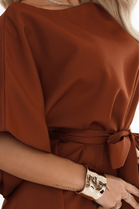 Vestido de cerimónia curto castanho Sónia