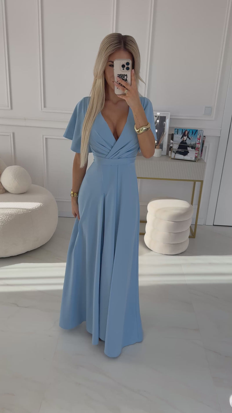 vestido de cerimónia comprido azul bebé BeStylish 