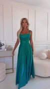 Vestido de cerimónia comprido verde brilhante BeStylish