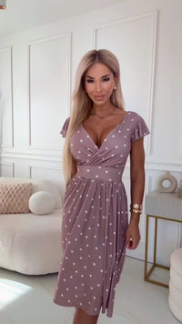 vestido bege com polka dots BeStylish 