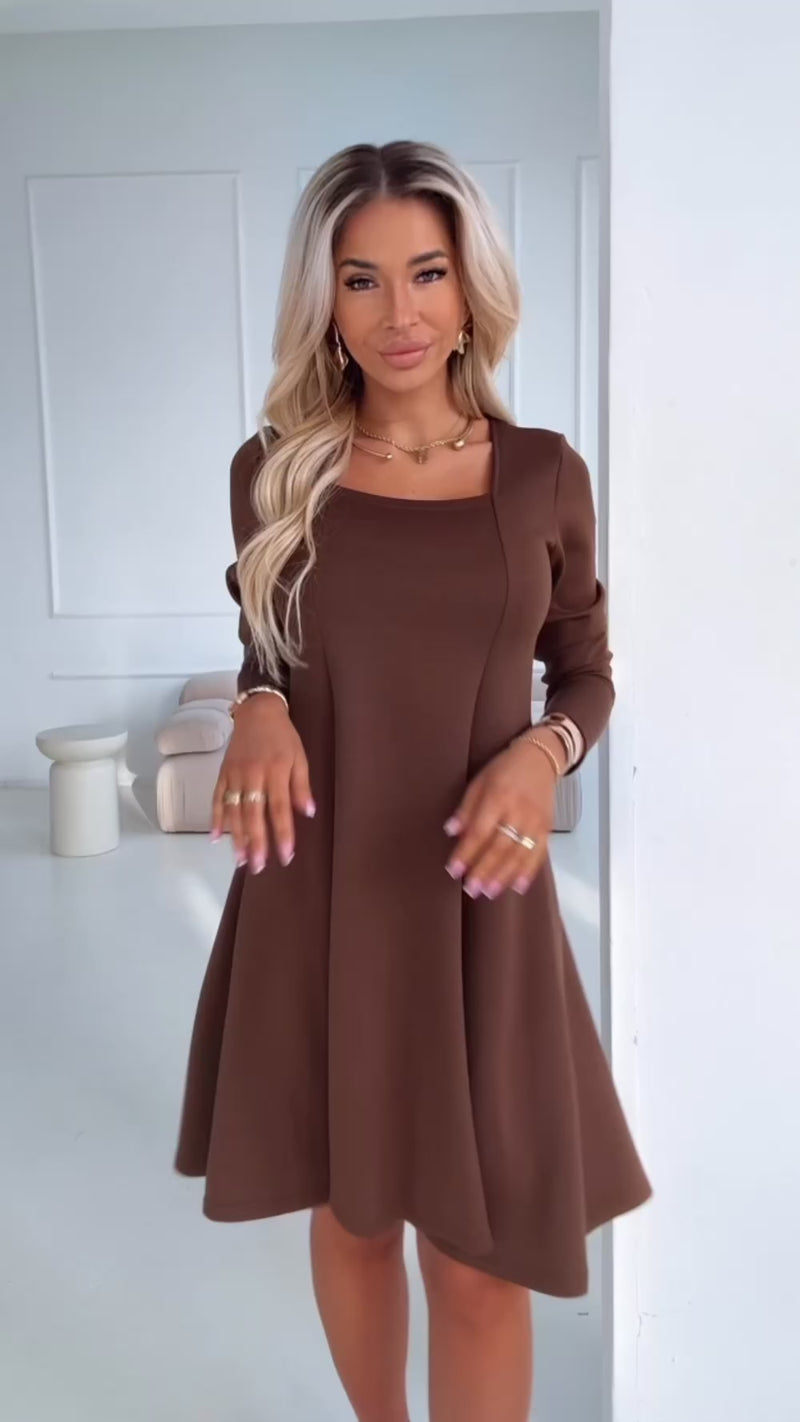 vestido de cerimónia barato médio castanho chocolate BeStylish