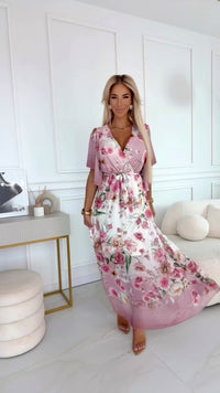 Vestido de cerimónia rosa velho floral BeStylish 