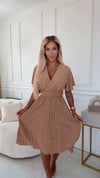 vestido de cerimónia plissado cappuccino  BeStylish 