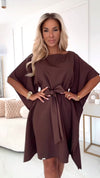 vestido de cerimónia curto castanho BeStylish