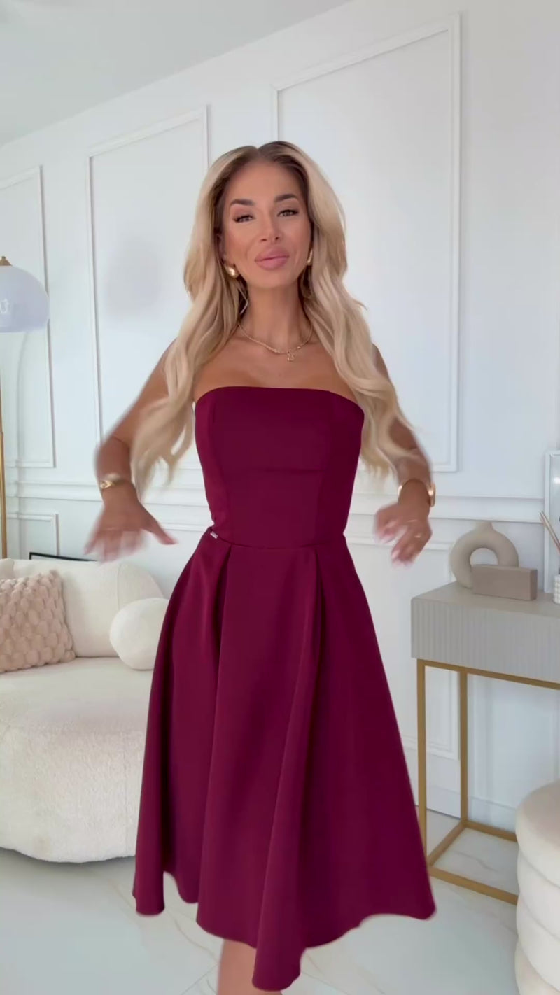 vestido de cerimónia bordeaux com corpete BeStylish