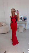 Vestido de cerimónia comprido vermelho estilo sereia BeStylish 
