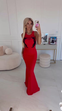 Vestido de cerimónia comprido vermelho estilo sereia BeStylish 