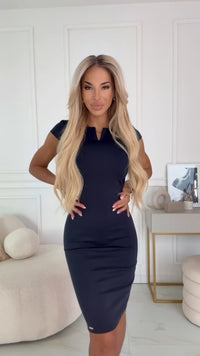 Vestido curto azul marinho de mangas curtas BeStylish