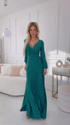 Vestido de cerimónia comprido verde Nela