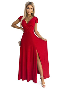 Vestido de cerimónia comprido com brilho de cerimónia vermelho BeStylish