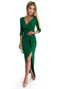 Vestido de cerimónia comprido verde brilhante - BeStylish