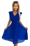 vestido de cerimónia azul royal plissado e em chiffon BeStylish