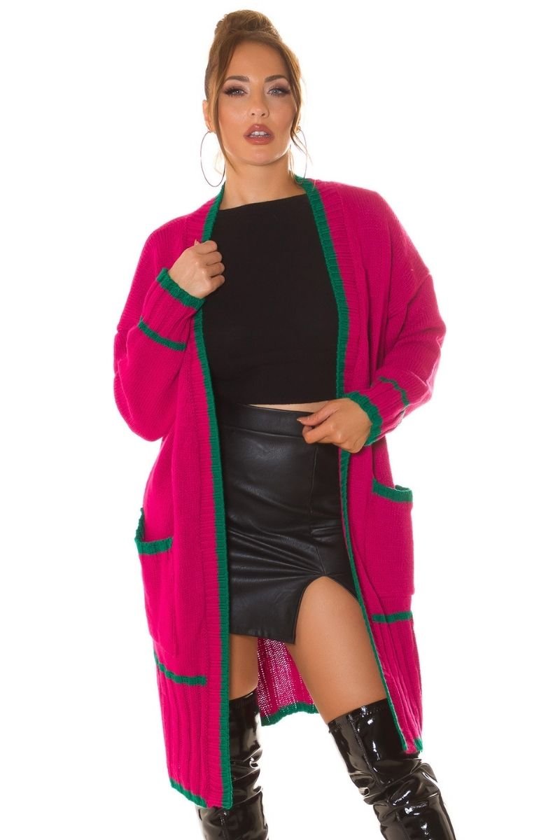 Cardigan casaco de malha large rosa BeStylish