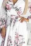 Vestido de cerimónia plissado branco floral BeStylish